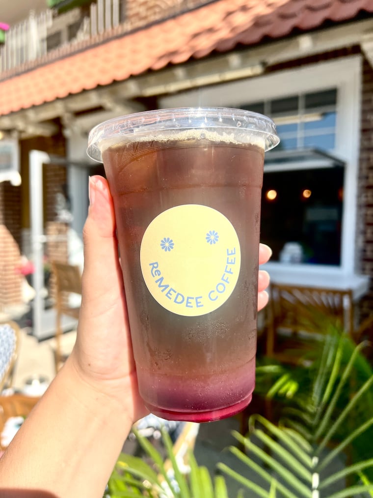 The Jersey Bloob, an iced coffee shandy with espresso, lemon and housemade blueberry syrup from Remedee Coffee Roasters in Ventnor.