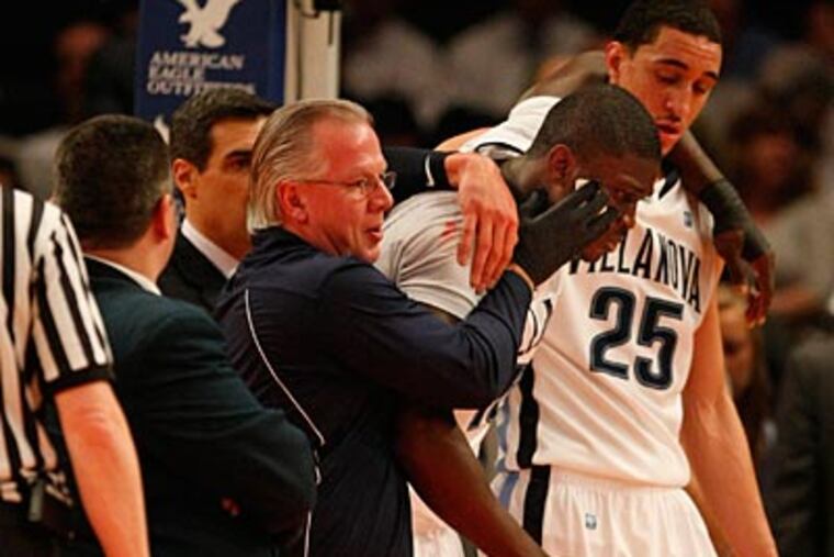 Mouphtaou Yarou was knocked out of the game in the first half. (Ron Cortes/Staff Photographer)