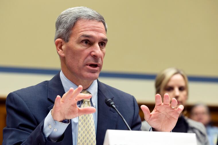 Ken Cuccinelli, acting director for the U.S. Citizenship and Immigration Services, U.S. Department of Homeland Security, testifies during House Oversight subcommittee hearing on deportation of critically ill children on Capitol Hill in Washington.