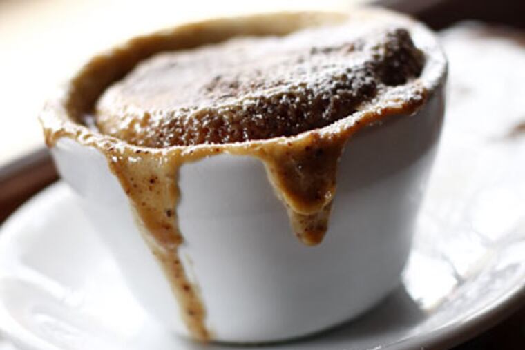 Poor man’s pudding of shortbread, bourbon maple caramel. The chef changes offerings monthly at Cochon, Queen Village/Bella Vista. (Eric Mencher/Staff Photographer)