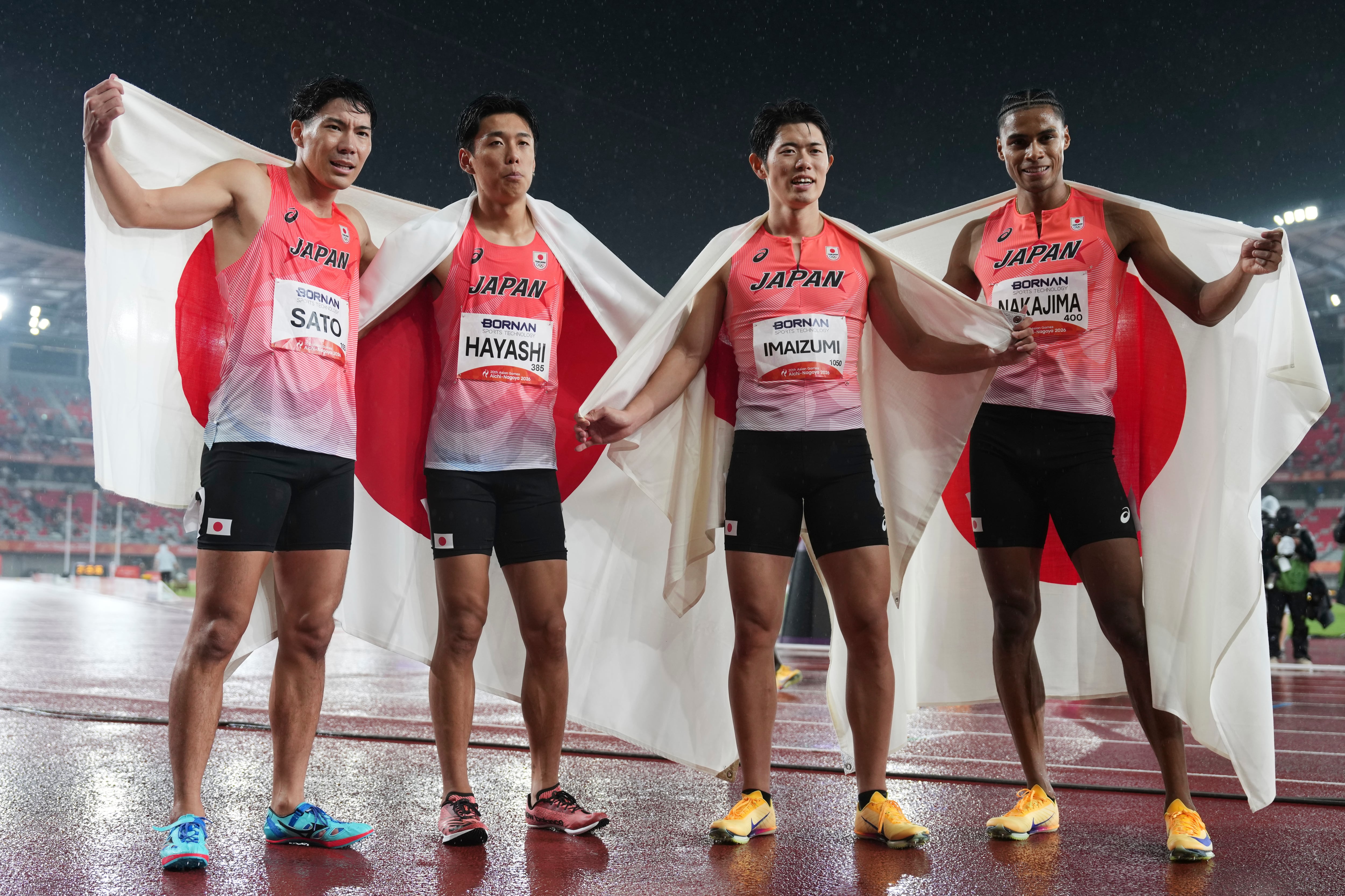 Track and field wraps up with relay gold for Japan on a rainy night at the Asian Games