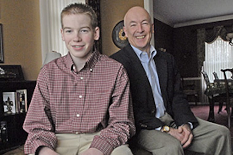 Alex Van Kooy, a peer educator at Clearview Regional High School, and his physician father, Mark, at home in Sewell. They endorse the program, which until recently, was used only at colleges.