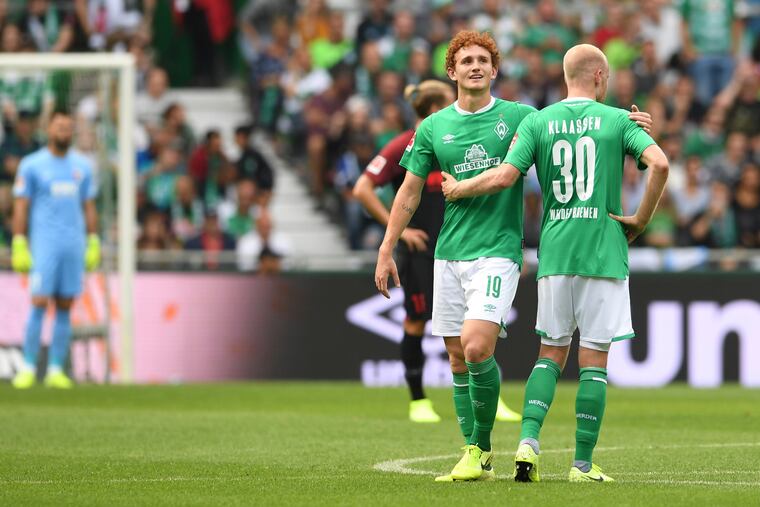 Josh Sargent (19) scored a brilliant goal in his first Bundesliga start of the season for Werder Bremen, just before leaving to join the U.S for games against Mexico and Uruguay.