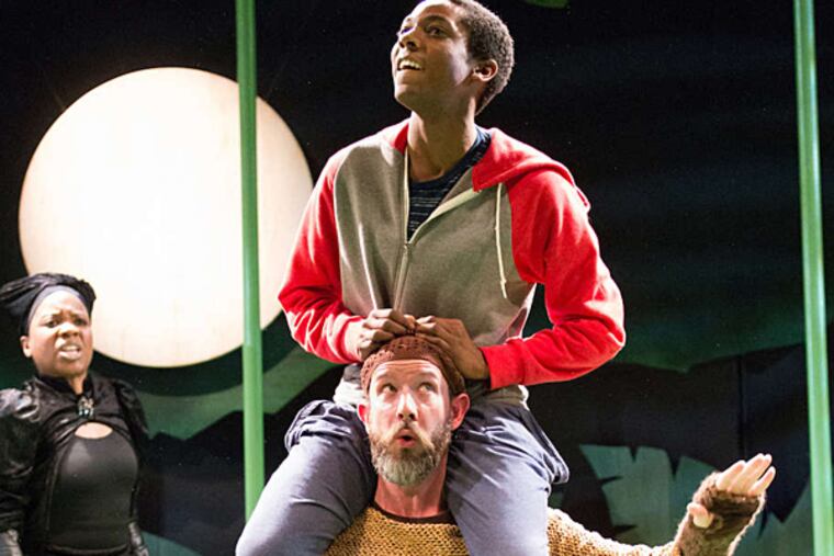 Live like animals: (from left) Nikki E. Walker as Bagheera, Thaddeus Fitzpatrick as Mowgli, and Charlie DelMarcelle as Baloo in the Arden Children's Theatre production "The Jungle Book." (Photo: MARK GARVIN)