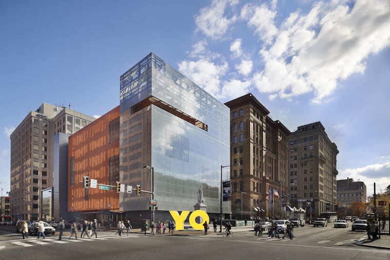 Rendering of the OY YO art installation coming soon to 5th and Market Streets, Philadelphia. The art is the creation of Deborah Kass and is being installed on loan for at least a year by the Weitzman National Museum of Jewish History.