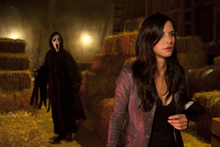 Courteney Cox in a scene from the horror film "Scream 4." (AP Photo/Dimension Films-The Weinstein Company, Gemma La Mana)