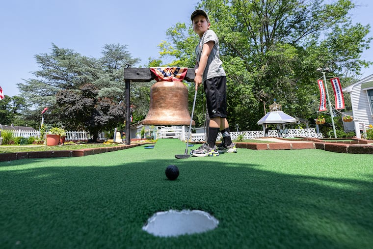 Garrett Eiserer, 8, plays at Pleasant Valley Miniature Golf on Route 73 in Voorhees, N.J. on Tuesday, June 30, 2026.