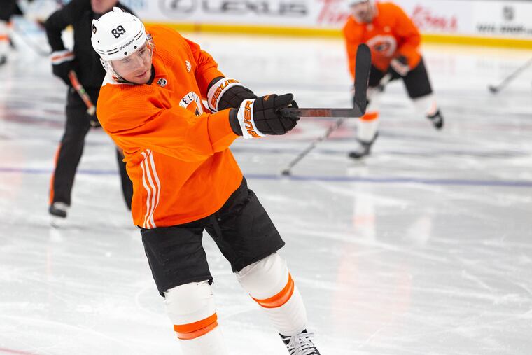 On Monday, Cam Atkinson went through his first practice since preseason training camp.