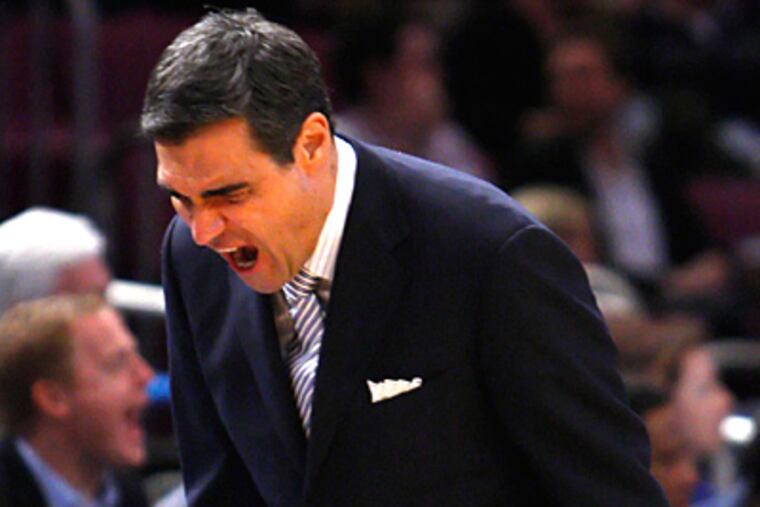 Nova head coach Jay Wright reacts after a foul on one his players was called. (Ron Cortes / Staff Photographer)