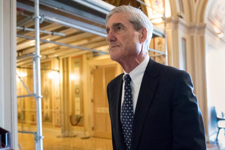 FILE - In this June 21, 2017, file photo, special counsel Robert Mueller departs after a meeting on Capitol Hill in Washington. (AP Photo/J. Scott Applewhite, File)