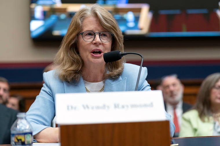 Wendy Raymond, president of Haverford College, testifies before the House Committee on Education and Workforce hearing on antisemitism on college campuses in May.