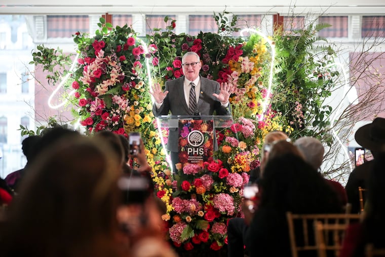 Mayor Jim Kenney speaks about the PHS Philadelphia Flower Show at a sneak peek event.