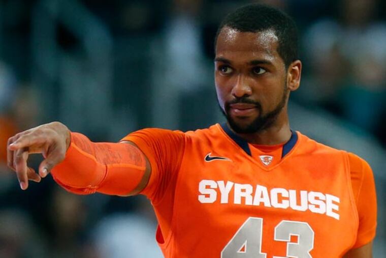 James Southerland (43) points to a teammate in the first half of an NCAA college basketball game against Providence in Providence, R.I., Wednesday, Jan. 9, 2013. (Michael Dwyer/AP file)