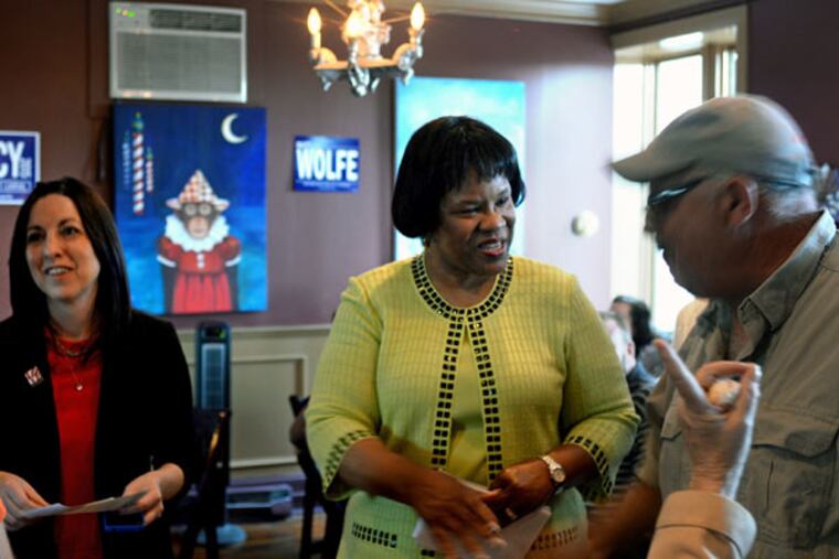 Among those seeking to break through to voters is Superior Court Judge Cheryl Lynn Allen (center). (TOM GRALISH/Staff Photographer)