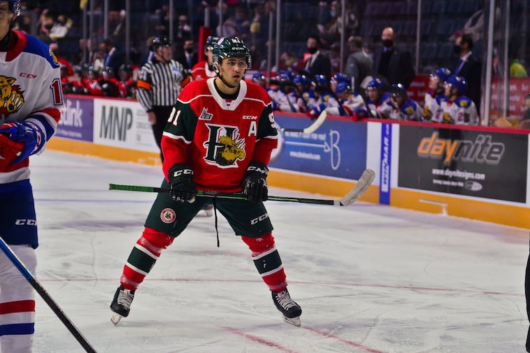 Flyers' prospect Elliot Desnoyers had four goals in a game recently and was named his league's player of the week.