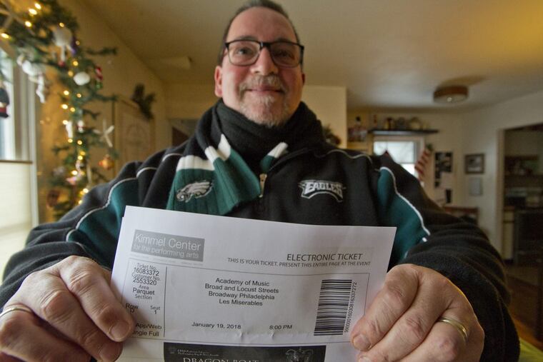 Joe Ambrosino paid nearly $1,000 to resolve a conflict between Sunday’s Les Miserables show and Sunday’s Eagles game.