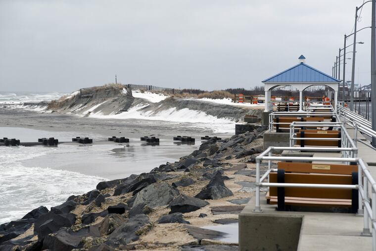 View of beach erosion at 1st Avenue and John F. Kennedy Beach Drive in North Wildwood.