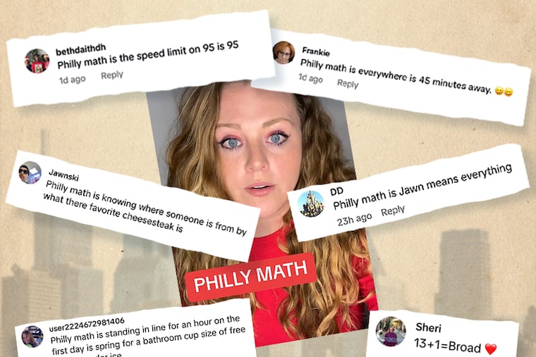 Far Northeast resident and comedian Stephanie Powley (center) invented Philly math in a viral TikTok posted on Sunday. Philly math refers to the numerical versions of “the things that only make sense to us, the people who grew up here,” Powley said.