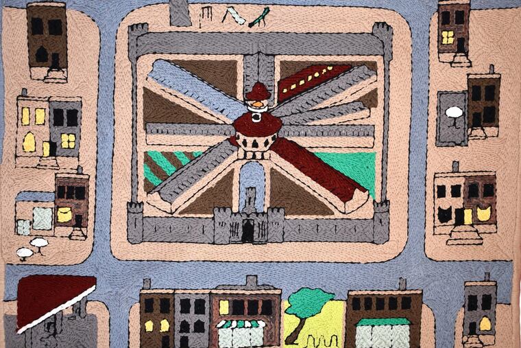 Detail from "Panopticon" (2018) by Tabitha Arnold, on exhibit at Woodmere Art Museum's Annual Exhibition.