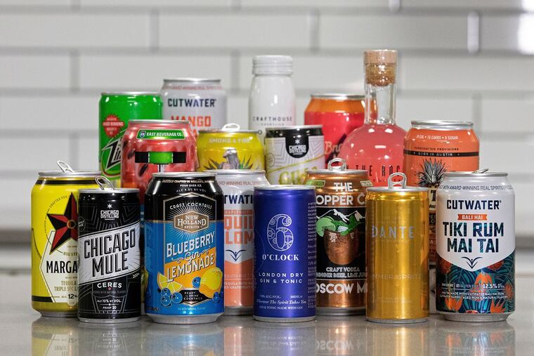 Canned cocktails are pictured in a test kitchen in 2021. Pennsylvania establishments can now apply for permits to sell ready-to-drink cocktails.