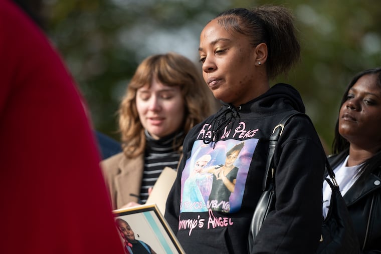 Ayeshia Poole recalled the aspirations of her 8-year-old daughter, Jayanna Powell, who was killed by a motorist in 2016. Poole was among those who gathered at Carroll Park in West Philly for World Day of Remembrance for Road Traffic Victims on Sunday.