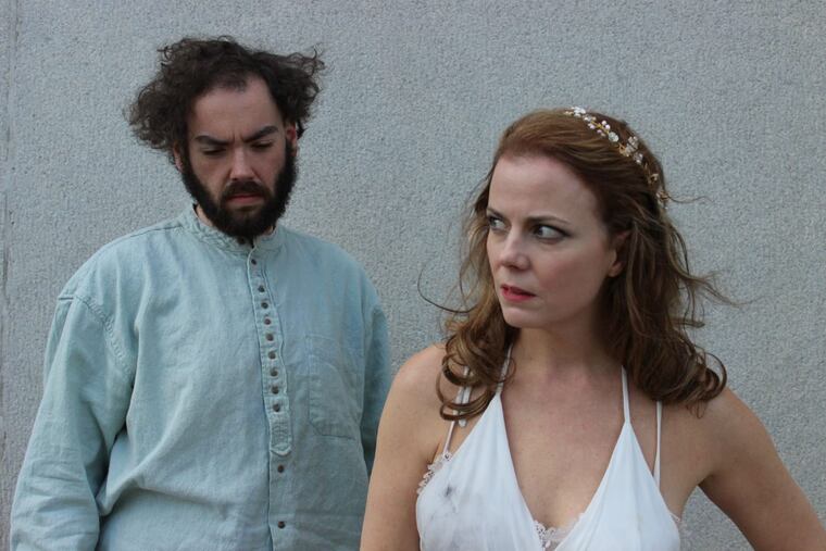 Jim Guckin as the Ghost of Joseph Swane and Kirsten Quinn as Hester Swane in “By the Bog of Cats,” through Nov. 18 at the Irish Heritage Theatre.