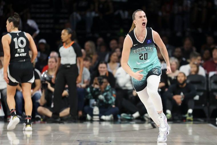 Sabrina Ionescu (right) starred for the New York Liberty in their semifinal series-clinching win over the Las Vegas Aces on Sunday.