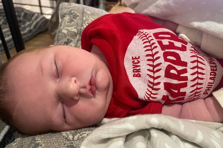 Sixteen-day-old Harper Reese Wright is the Phillies newest fan, her birth coinciding with a Rhys Hoskins three-run homer, followed by a Bryce Harper two-run homer.