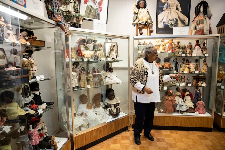 Museum Director Barbara Whiteman talks about some of the dolls in the collection at the Philadelphia Doll Museum in Philadelphia on March 29, 2023. The Ruth Foundation for the Arts has granted $400,000 over the next two years to help preserve the museum's collection of 300 dolls.