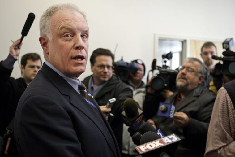 In this Dec. 16, 2009, file photo, Pennsylvania state Rep. Bill DeWeese, D-Greene, talks to reporters after an arraignment in Harrisburg, Pa.