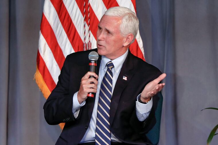 Vice President Mike Pence speaking at a church in Wilkinsburg, Pa., near Pittsburgh, on Friday.