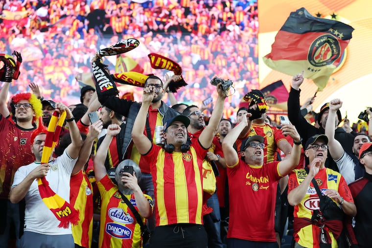Esperance fans cheer during a Club World Cup group D match against CR Flamengo and Esperance de Tunis at Lincoln Financial Field on June 16 at Lincoln Financial Field. The FIFA World Cup will come to Philadelphia and other cities across the U.S., Mexico, and Canada next summer.