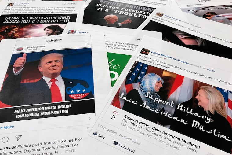 Some of the Facebook and Instagram ads linked to a Russian effort to disrupt the American political process and stir up tensions around divisive social issues, released by members of the U.S. House Intelligence committee.