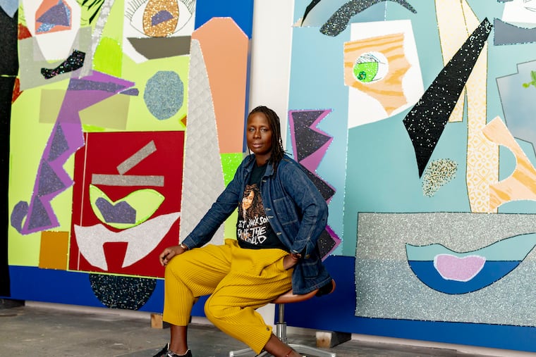 Artist Mickalene Thomas, named one of Time's 100 Most Influential People of 2025, sits in her studio in Brooklyn in 2022. Photo for The Washington Post by Elias Williams.