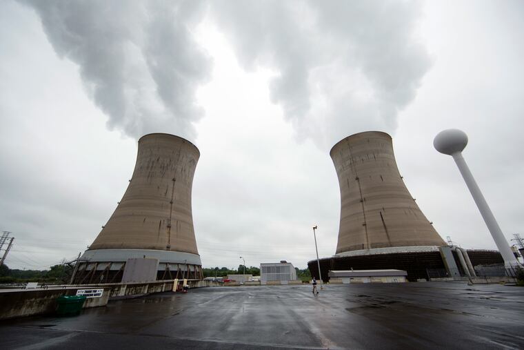 Cooling towers at the Three Mile Island nuclear power plant in Middletown, Pa.
