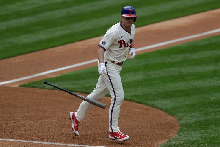 Phillies catcher J.T. Realmuto was placed on the injured list Friday.