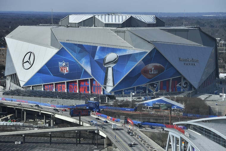 The Mercdes-Benz Stadium is seen ahead of the Super Bowl LIII in Atlanta.