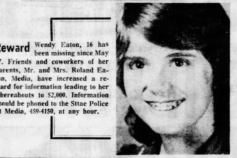 A June 1975 edition of the Daily News advertises a reward for information leading to the location of Wendy Eaton.
