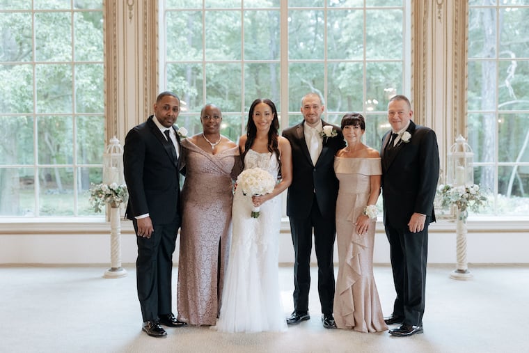 The couple with their parents. From left to right: Leo (Alexus' stepfather), Chirita (Alexus' mother), Alexus, Joe, Lisa, (Joe's mother) and Joe Sr. (Joe's father).