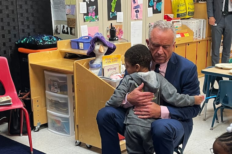 During a stop on his “Take Back Your Health” tour, Health and Human Services Secretary Robert F. Kennedy Jr. visits a childcare center in Toledo, Ohio. (Amanda Seitz/KFF Health News)