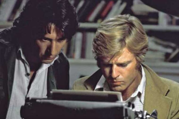 Robert Redford (r.) portrayed Washington Post reporter Bob Woodward in the 1976 hit "All the President's Men." Dustin Hoffman played role of Woodward's colleague Carl Bernstein.