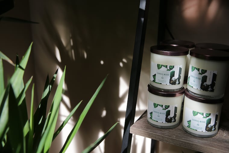 Vault + Vine branded candles inside their shop in Philadelphia, PA on April 12, 2019.