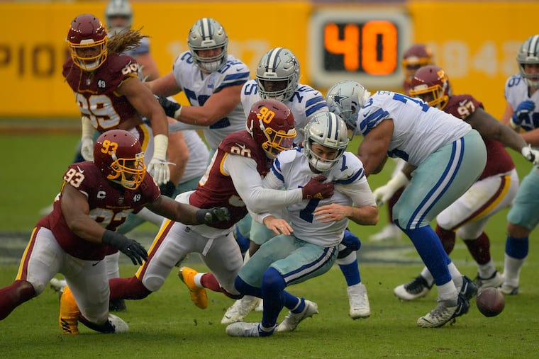 Dallas quarterback Ben DiNucci had a rough pro debut last week in Washington. He's in line to make his first career start on Sunday night when Dallas visits Lincoln Financial Field (8:20 p.m., NBC).