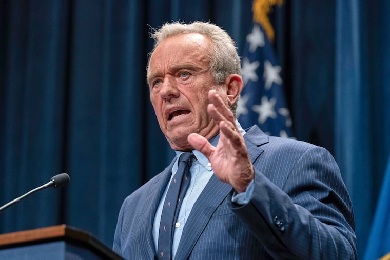 Health and Human Services Secretary Robert F. Kennedy Jr. speaks during an April 16 news conference in Washington. "This is not medicine, it's malpractice," Kennedy said Thursday of gender-affirming procedures on children.