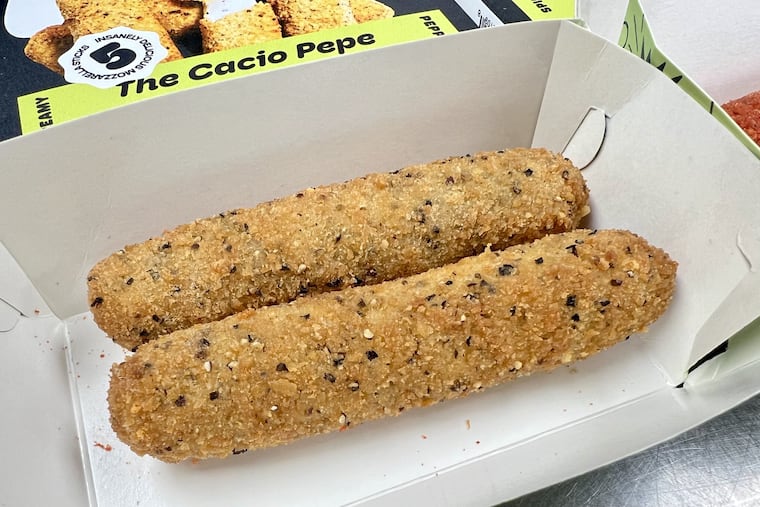 Cacio e pepe is one flavor of Mad Mutz mozzarella sticks.