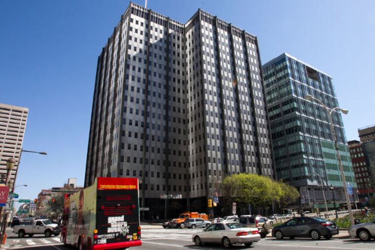 The City of Philadelphia office building was closed to employees because of alleged malfunctioning elevator on Wednesday, April 16, 2014. ( ALEJANDRO A. ALVAREZ / STAFF PHOTOGRAPHER )