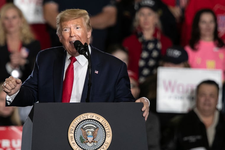 President Donald Trump during Tuesday's campaign rally in Wildwood.