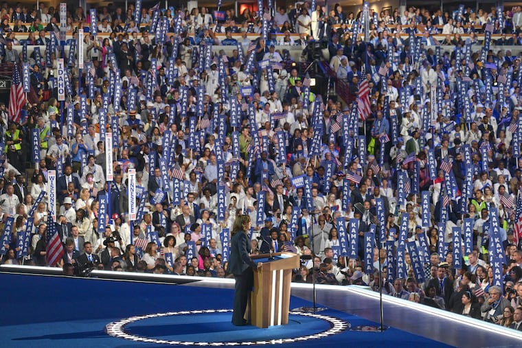 Kamala Harris speaks on the final evening of programming of the Democratic National Convention on Aug. 22, 2024, in Chicago.