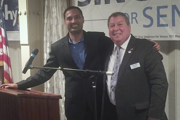 Balvir Singh (left) and Tom Pullion, who won election to the Burlington County Board of Freeholders Nov. 7, 2017