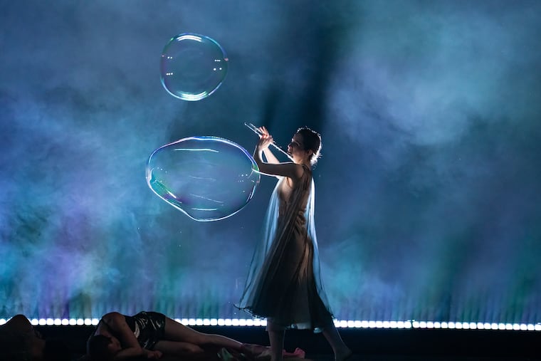Emi Ferguson plays the flute surrounded by fog bubbles in "The Seasons," a new opera based on Vivaldi’s "The Four Seasons," with additional arias and ensembles by Vivaldi.